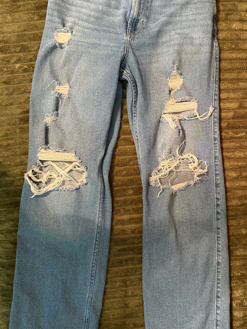 Hollister Light Blue Distressed Ultra High-Rise Dad Jeans 26R